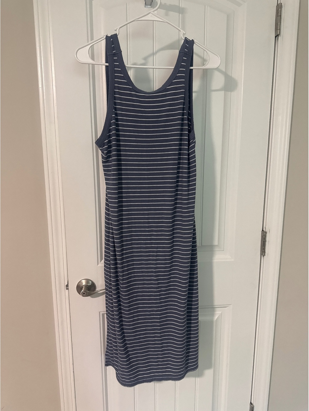 Abercrombie & Fitch Navy Blue and White Striped Tank Dress Size L